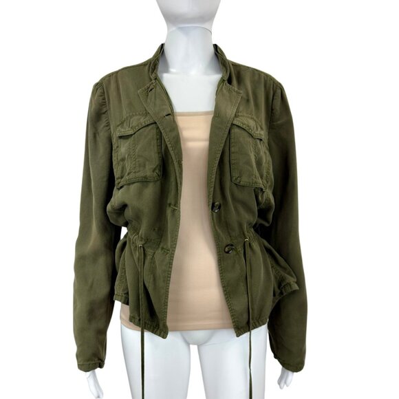 White House Black Market Olive Soft Utility Jacket — Cinched Waist — Size 8 - Picture 2 of 9